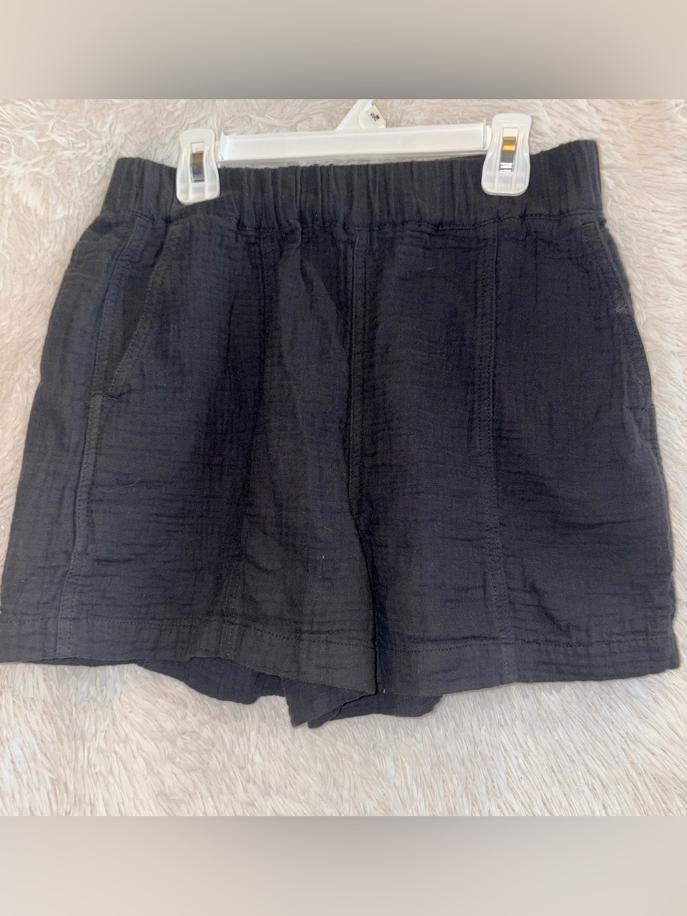Madewell Black High-Waist Textured Shorts